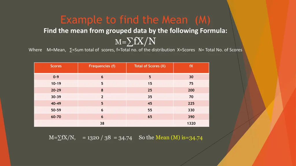 example to find the mean m find the mean from