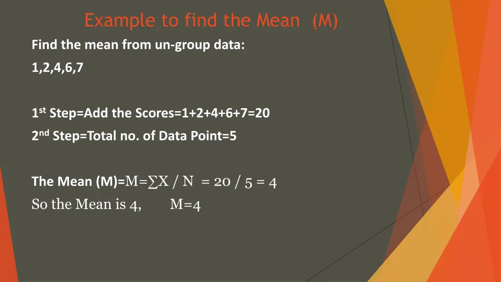 example to find the mean m