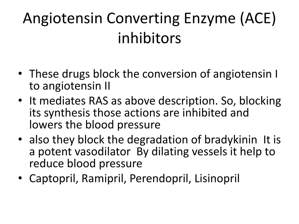 angiotensin converting enzyme ace inhibitors