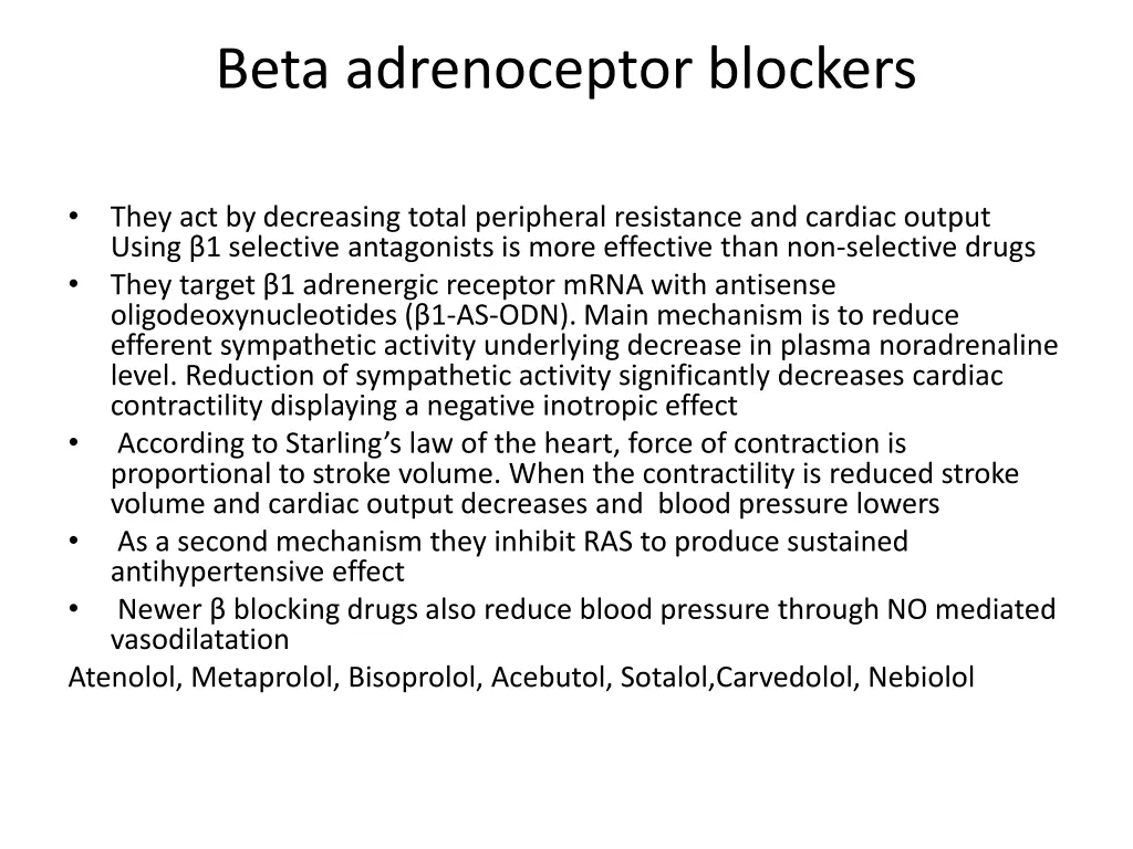 beta adrenoceptor blockers