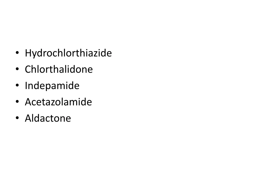 hydrochlorthiazide chlorthalidone indepamide