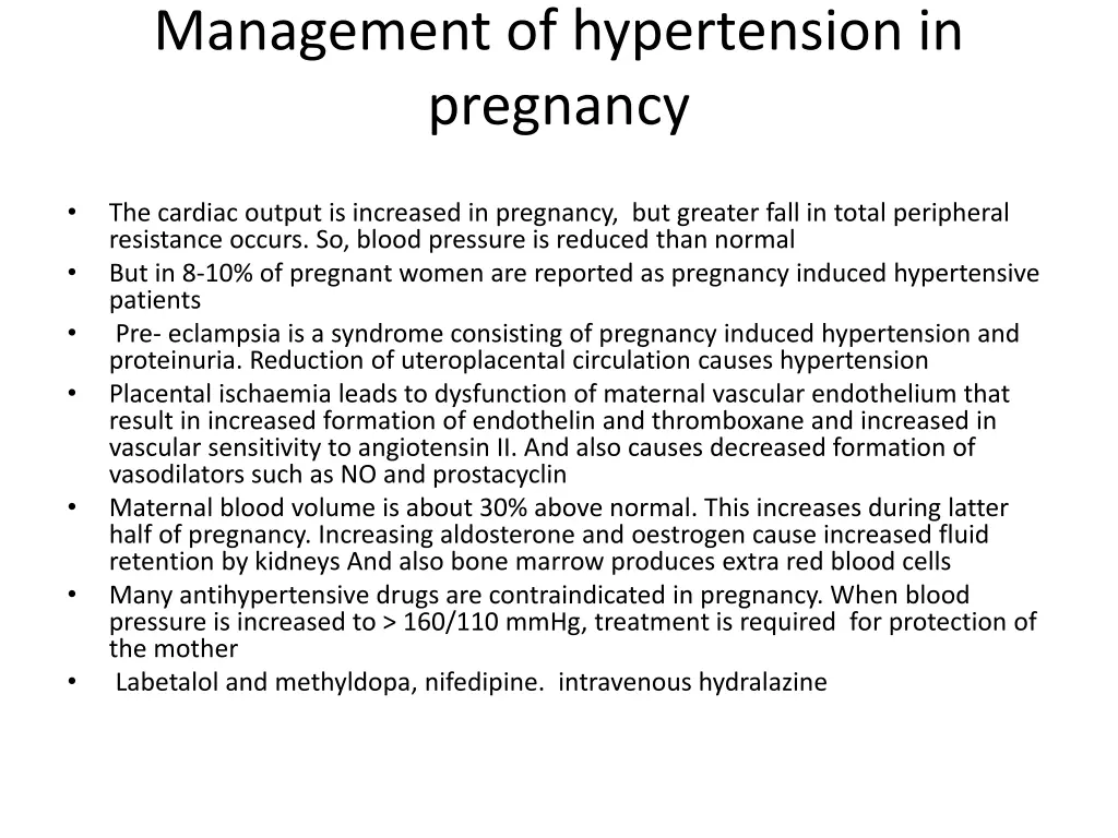 management of hypertension in pregnancy