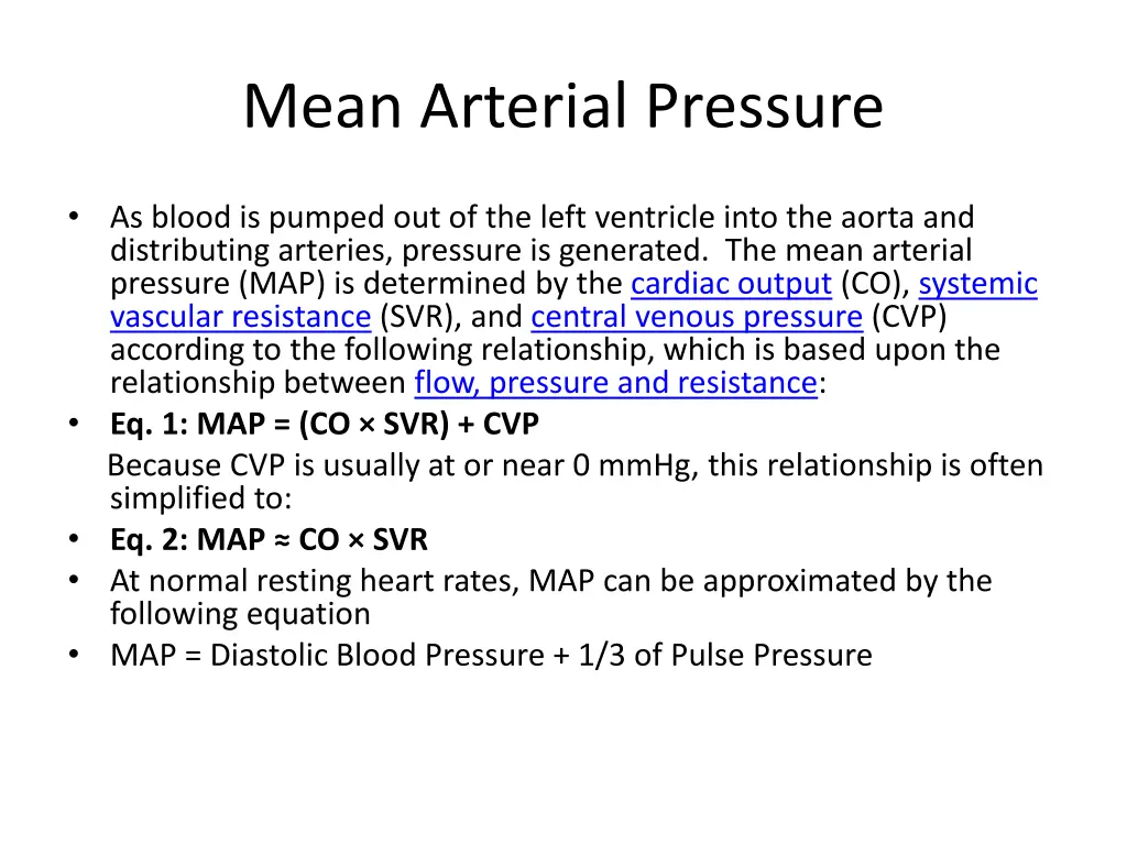 mean arterial pressure