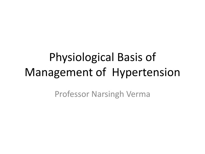 physiological basis of management of hypertension