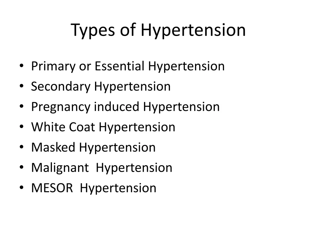 types of hypertension