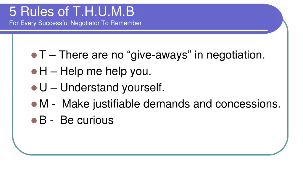 5 rules of t h u m b for every successful