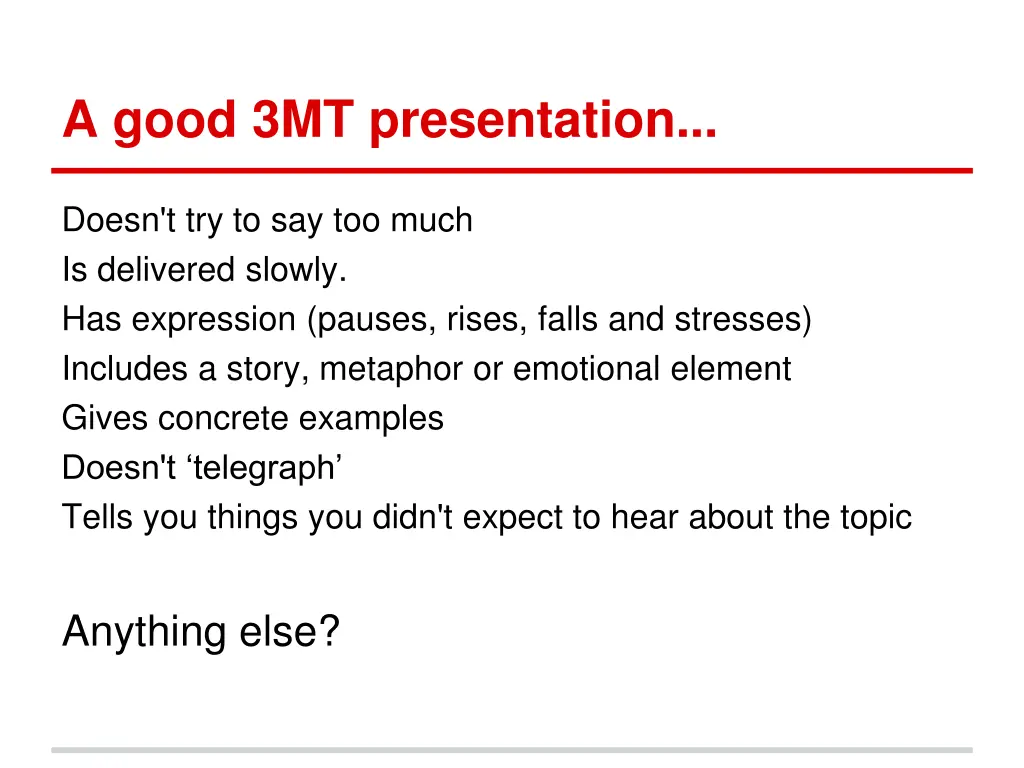 a good 3mt presentation