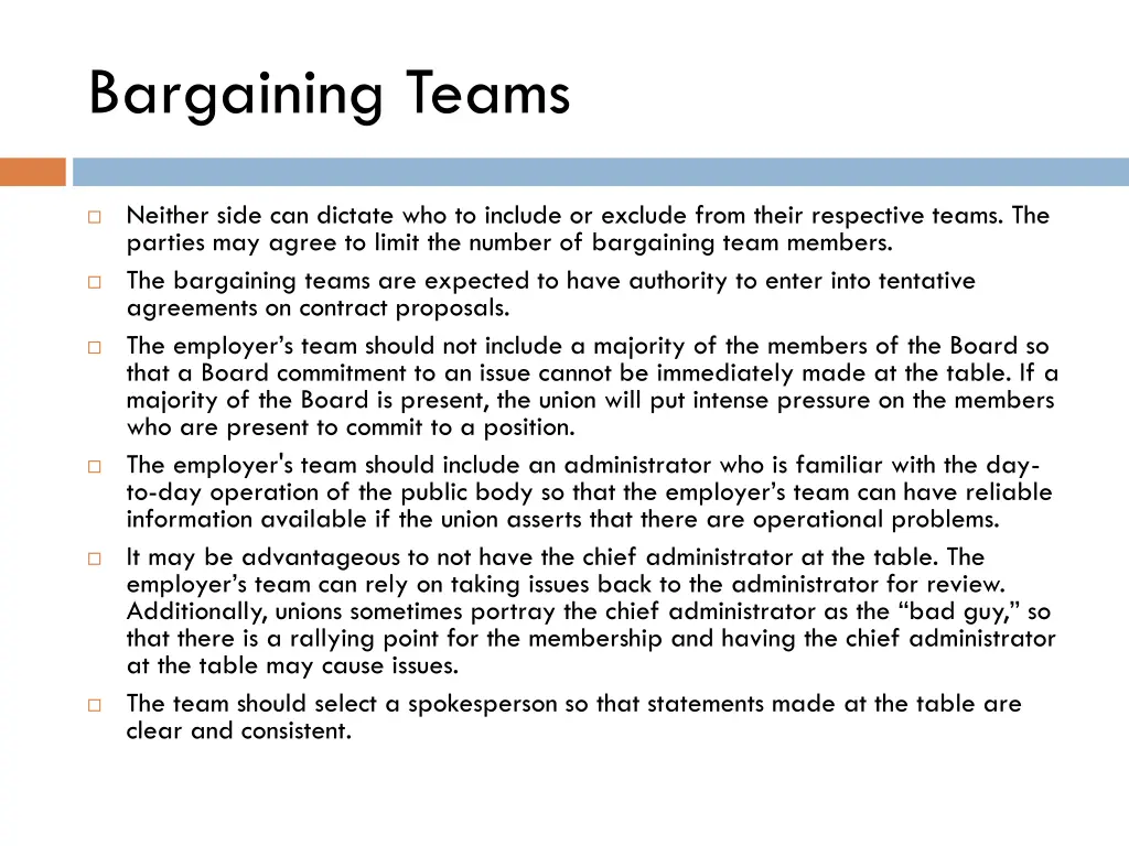 bargaining teams