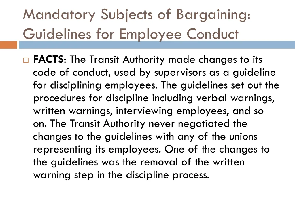 mandatory subjects of bargaining guidelines