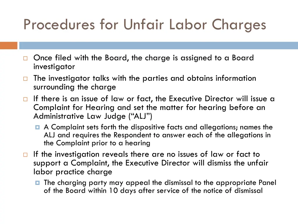 procedures for unfair labor charges 1