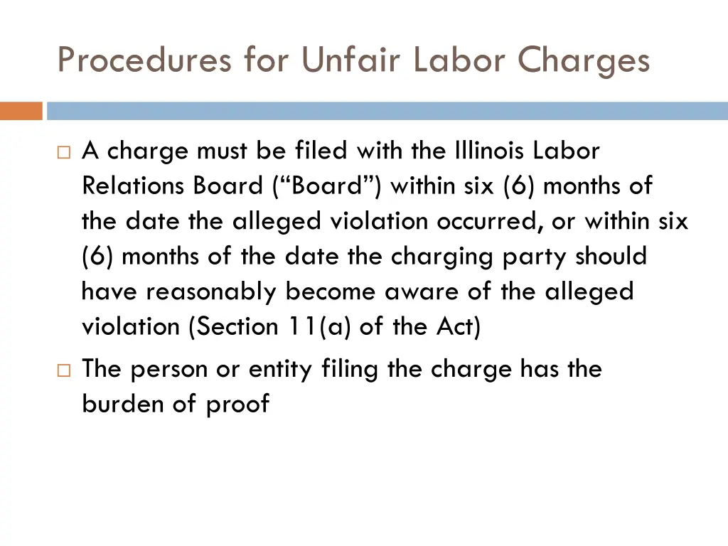 procedures for unfair labor charges