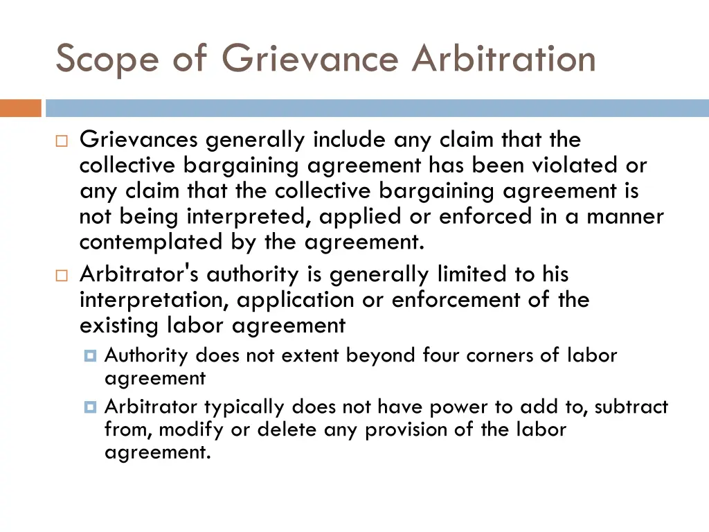 scope of grievance arbitration