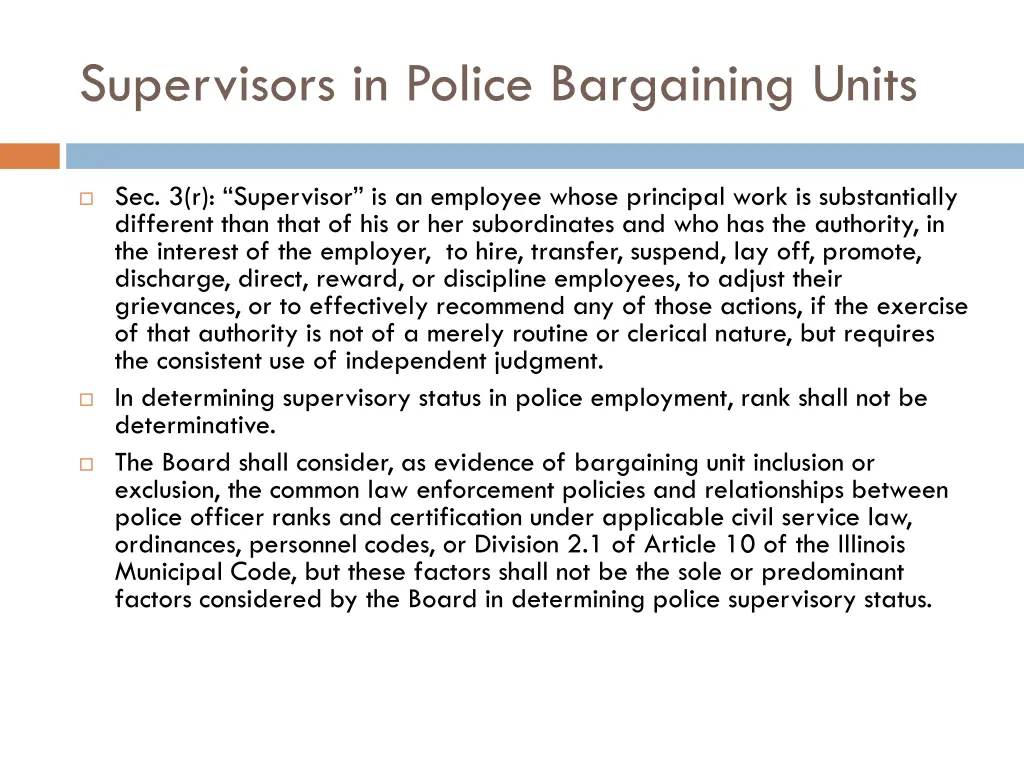 supervisors in police bargaining units