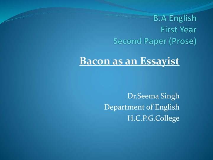 bacon as an essayist