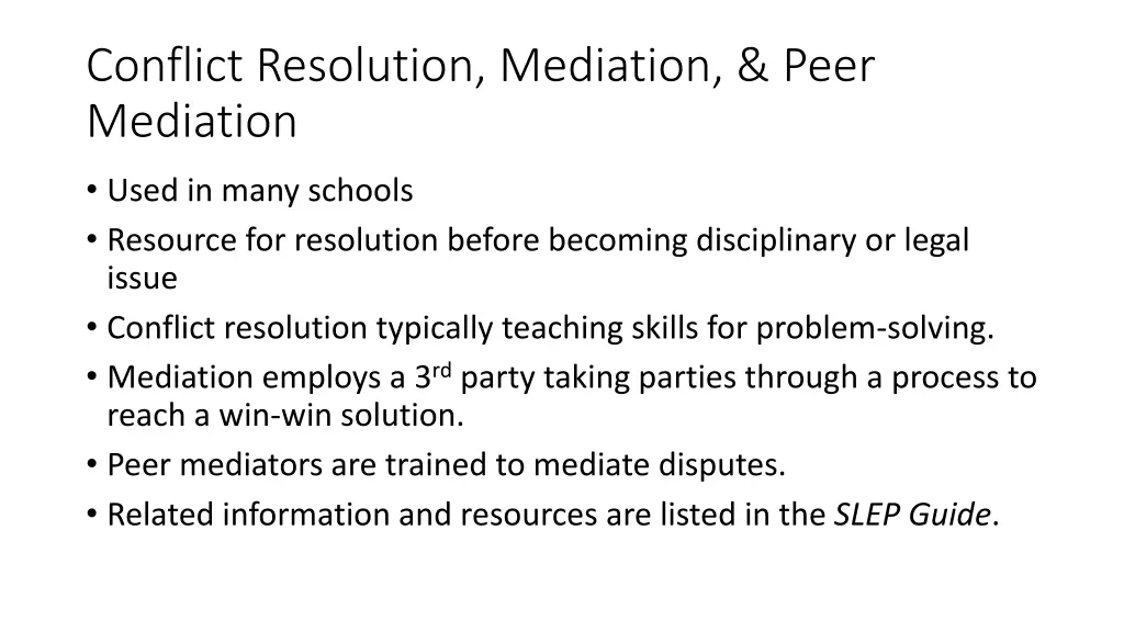 conflict resolution mediation peer mediation