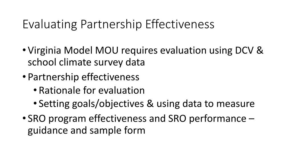 evaluating partnership effectiveness