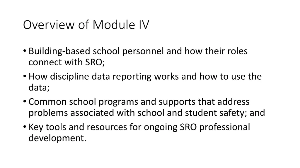 overview of module iv