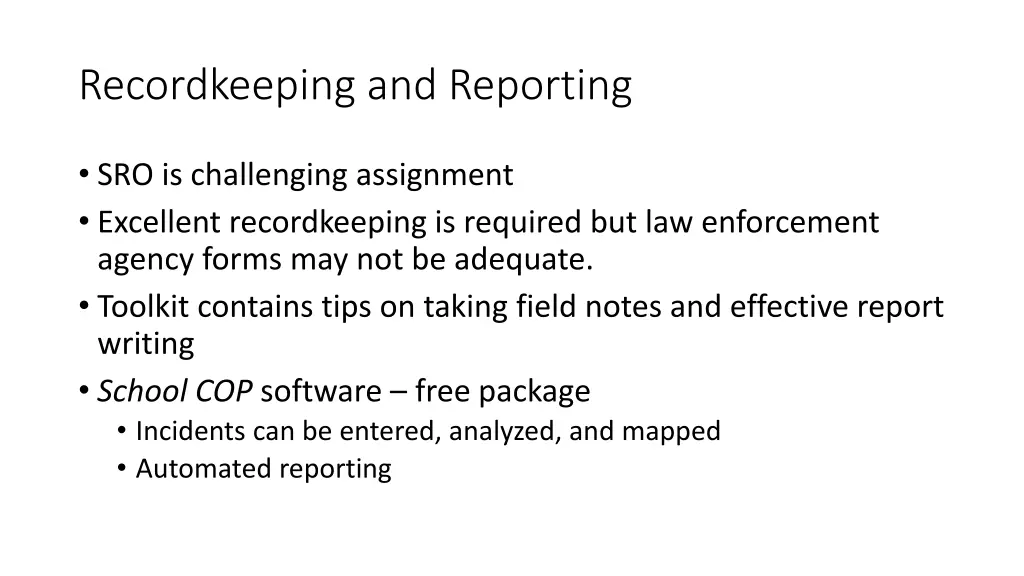 recordkeeping and reporting