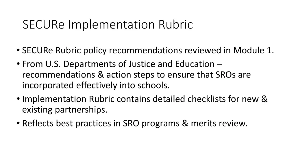 secure implementation rubric