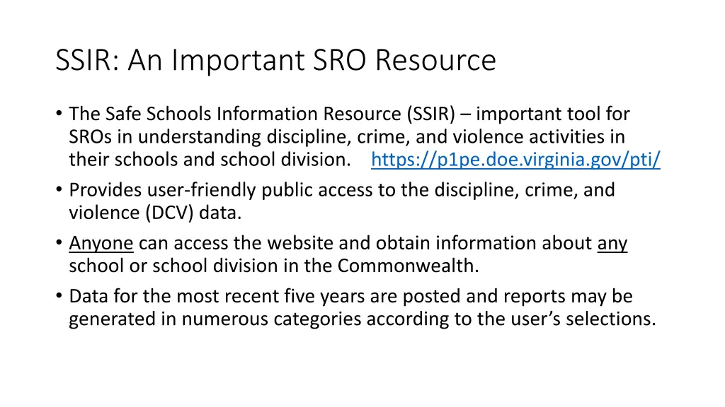 ssir an important sro resource