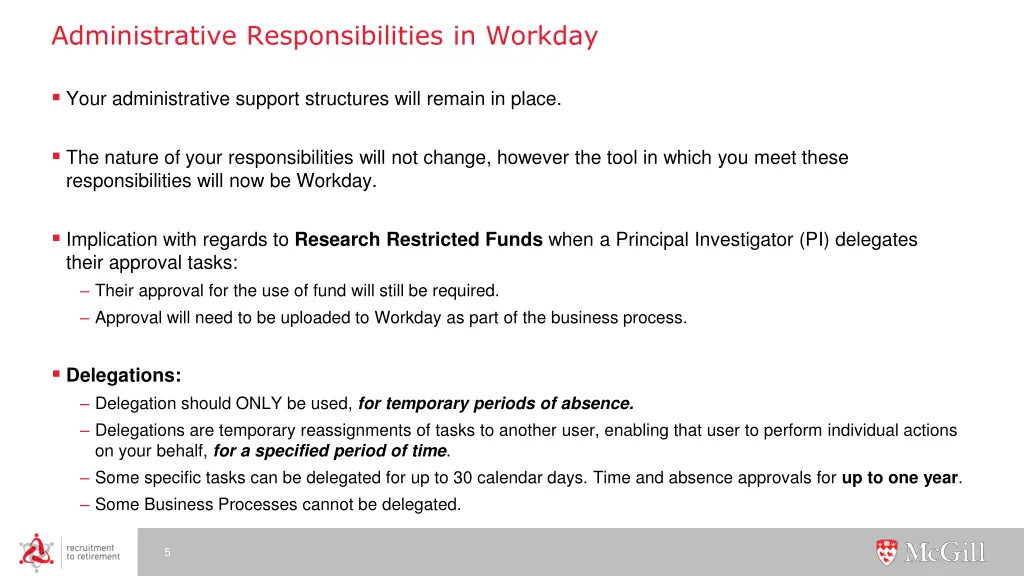 administrative responsibilities in workday