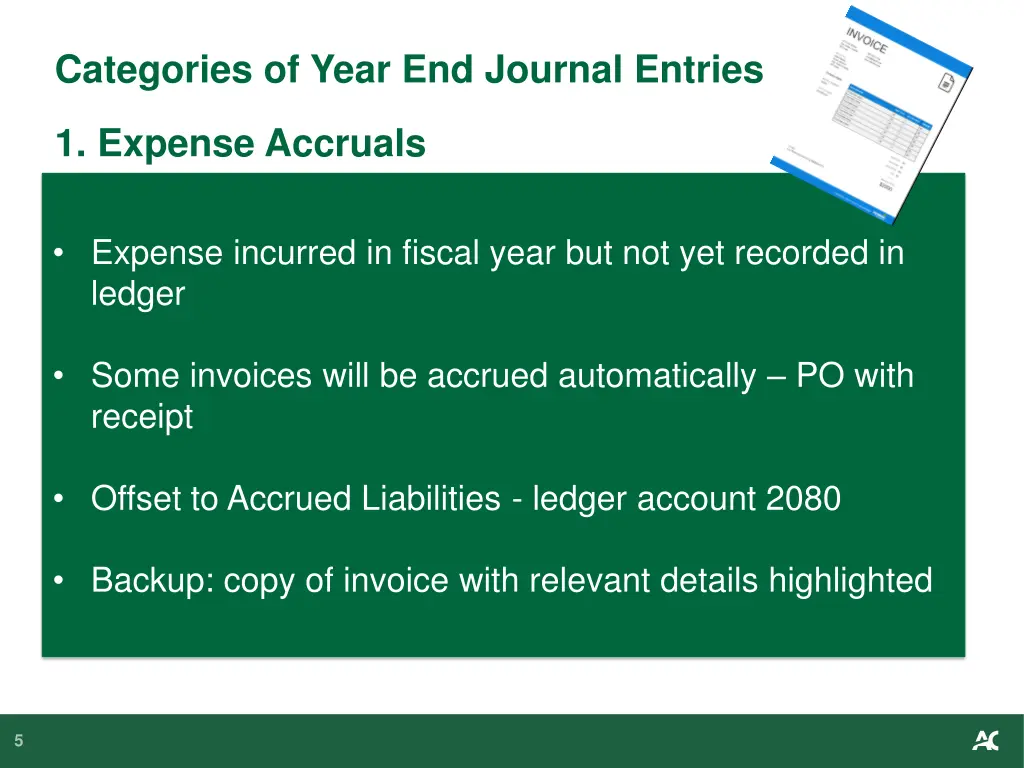 categories of year end journal entries 1