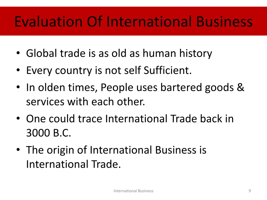 evaluation of international business