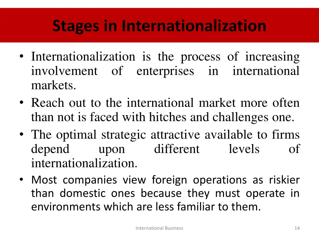 stages in internationalization