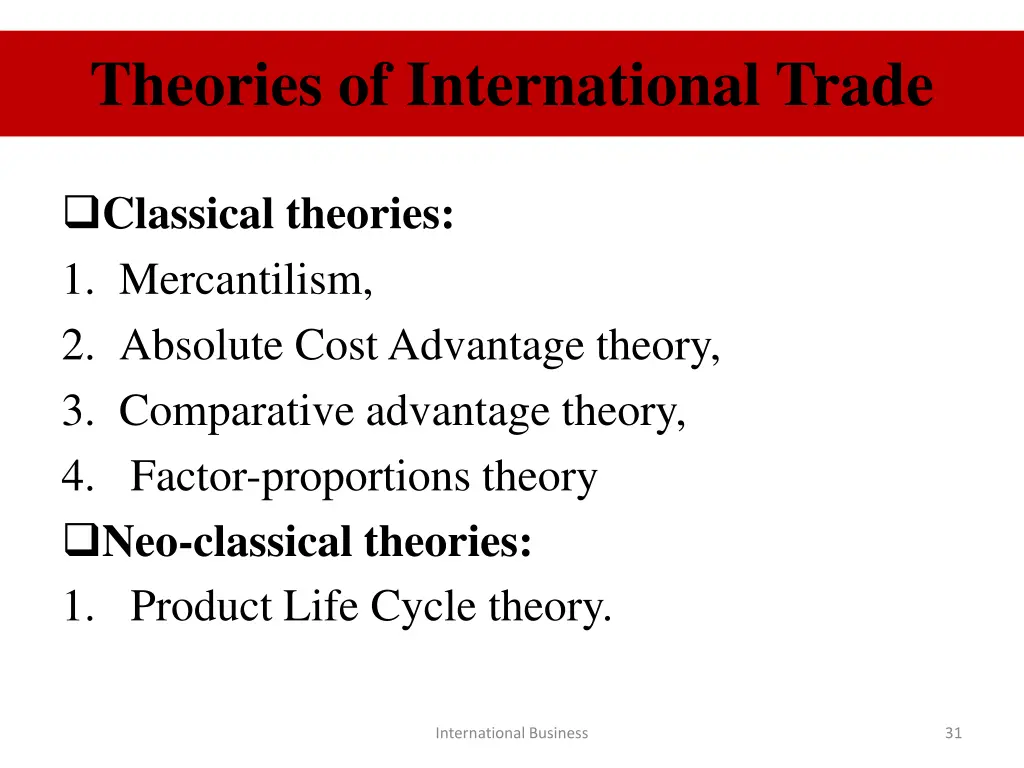 theories of international trade 1