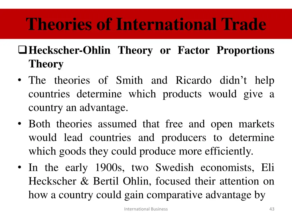 theories of international trade 13