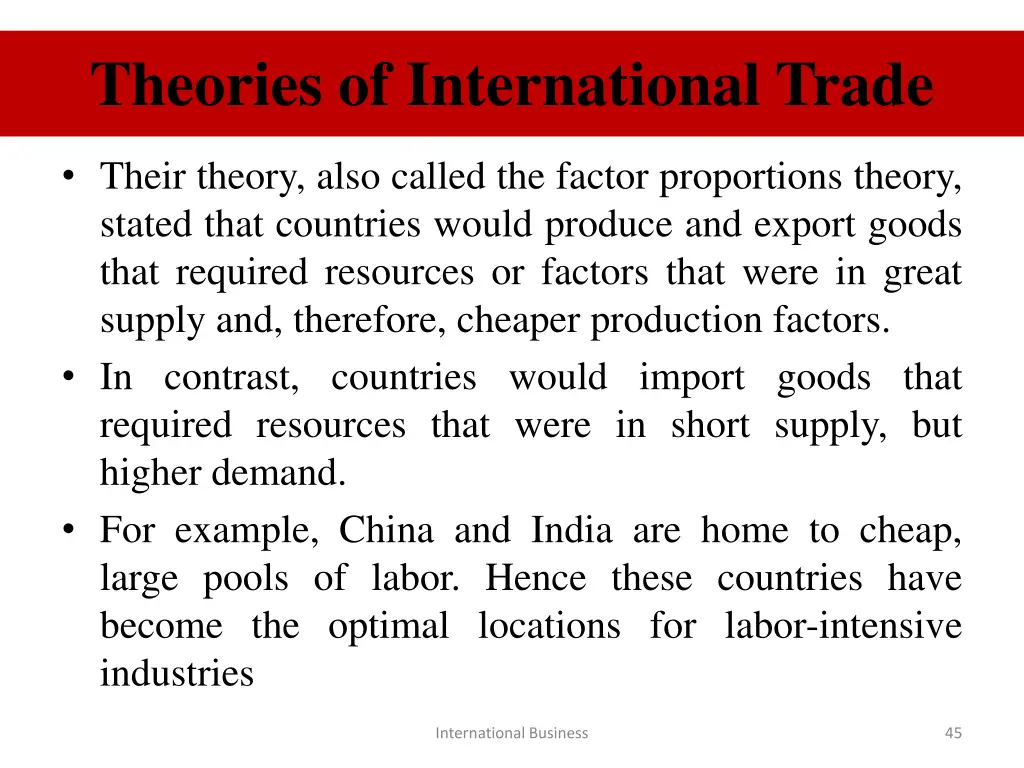 theories of international trade 15