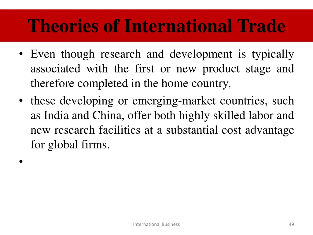 theories of international trade 19