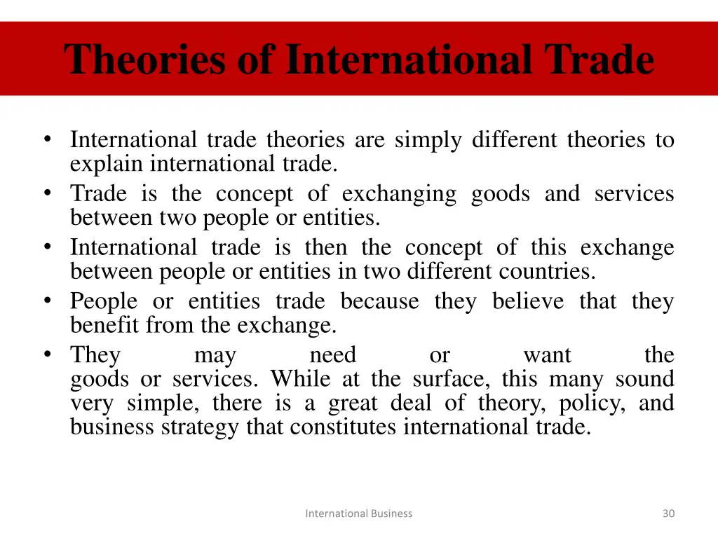 theories of international trade