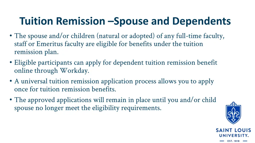 tuition remission spouse and dependents