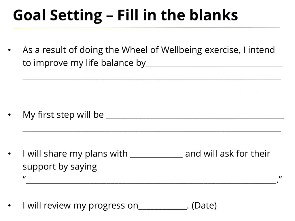 goal setting fill in the blanks