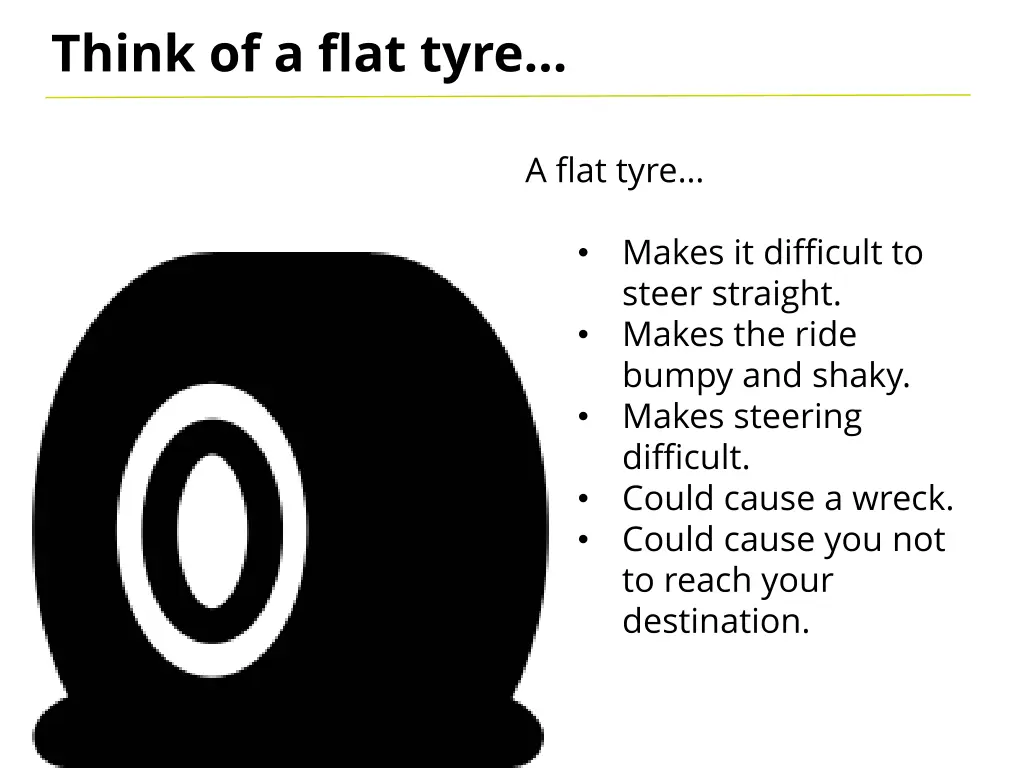 think of a flat tyre