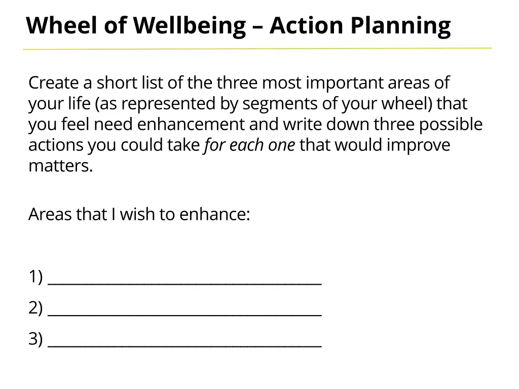 wheel of wellbeing action planning