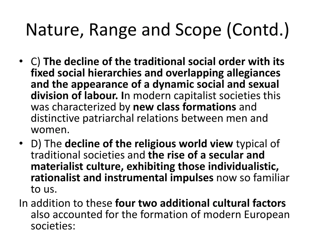 nature range and scope contd