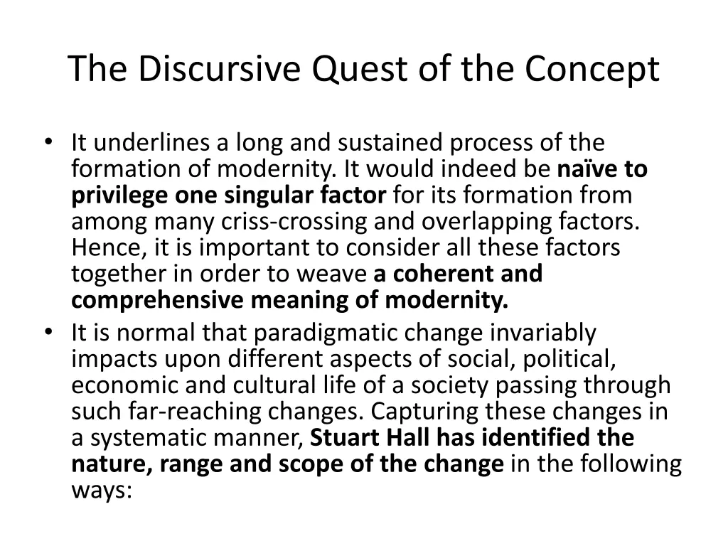 the discursive quest of the concept