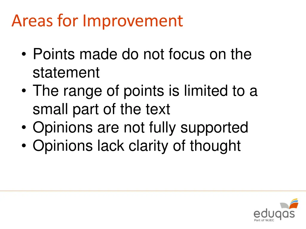 areas for improvement