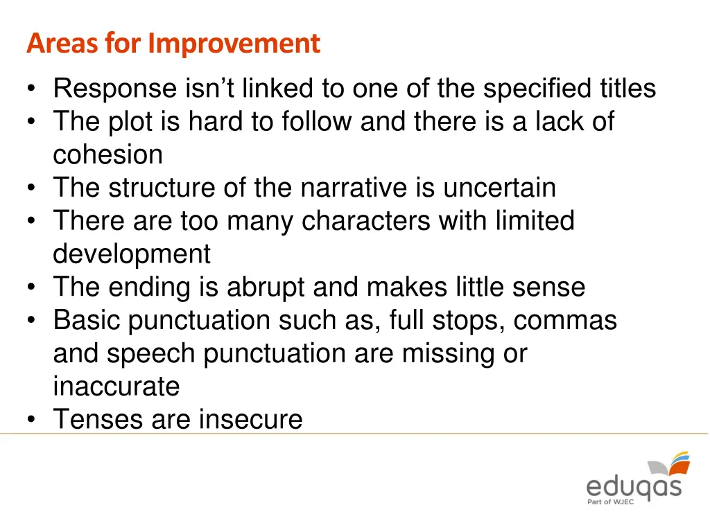 areas for improvement response isn t linked