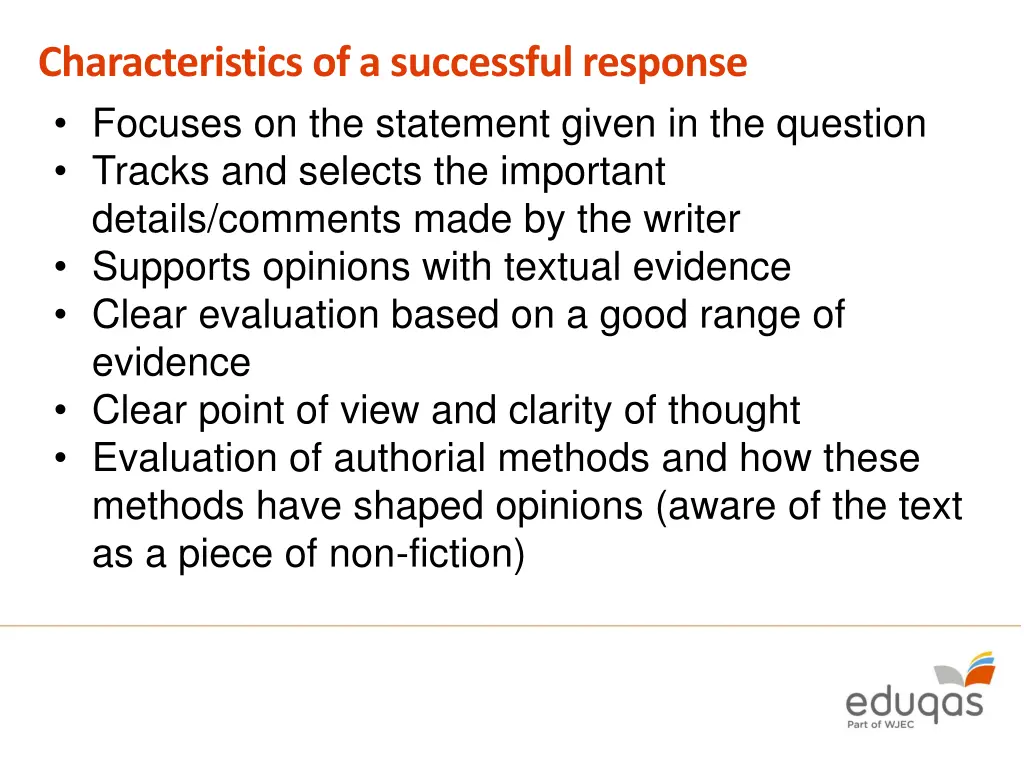 characteristics of a successful response focuses