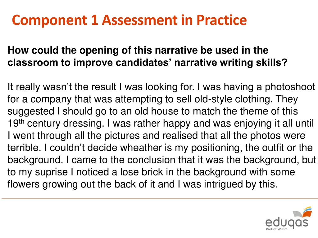 component 1 assessment in practice 3