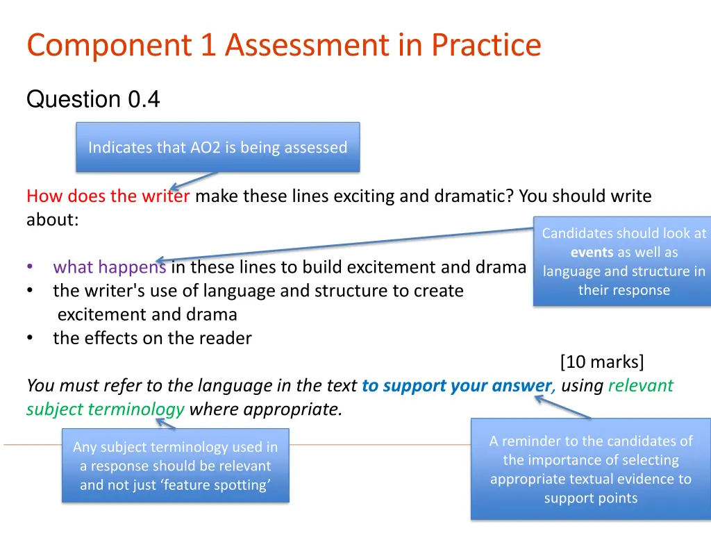 component 1 assessment in practice