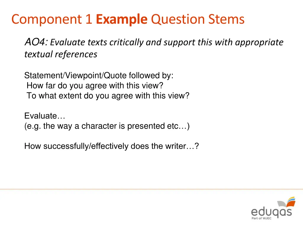 component 1 example question stems 1