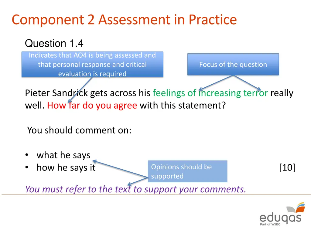 component 2 assessment in practice