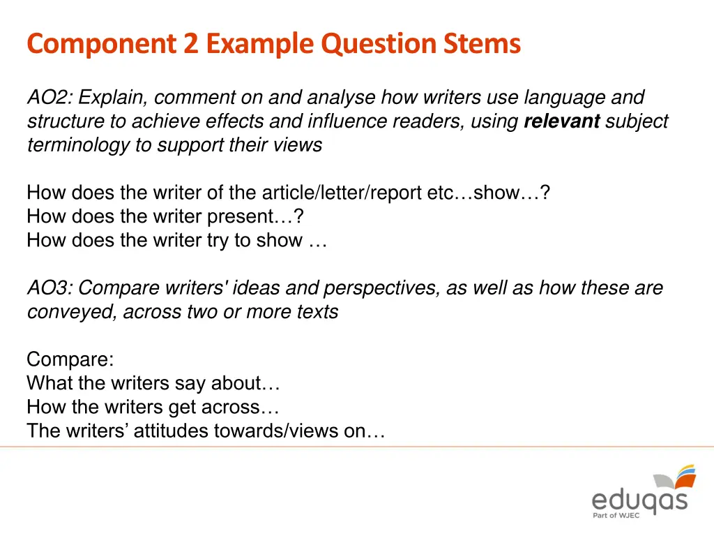 component 2 example question stems 1