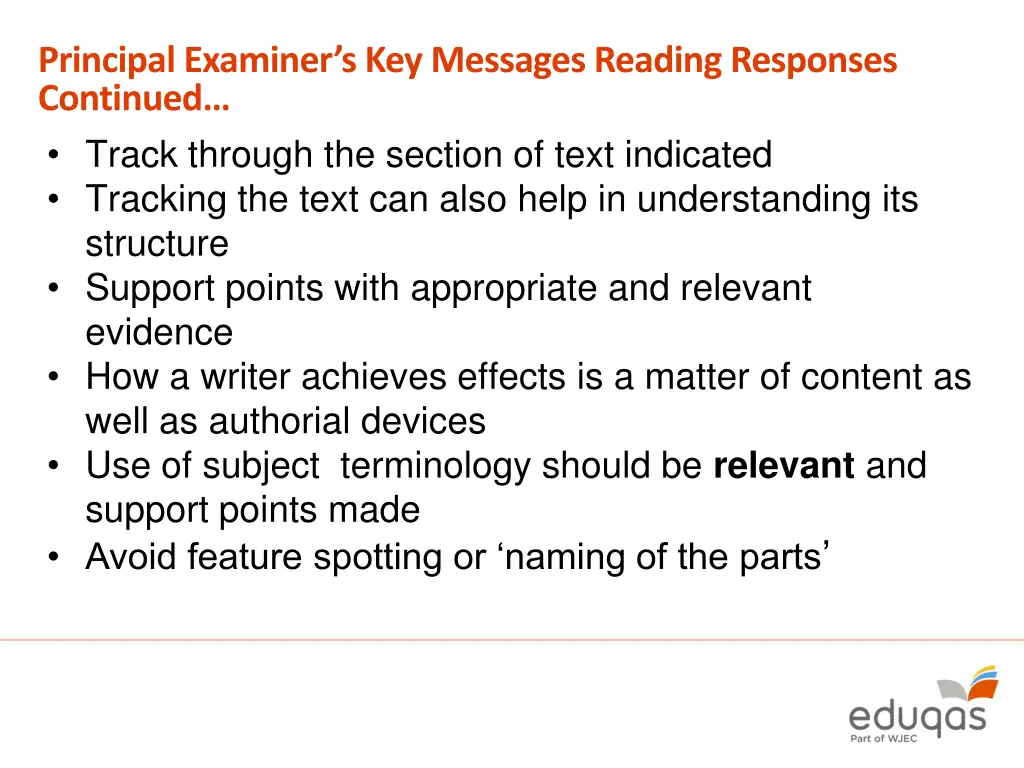 principal examiner s key messages reading 1