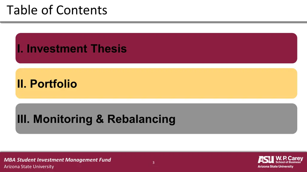 table of contents