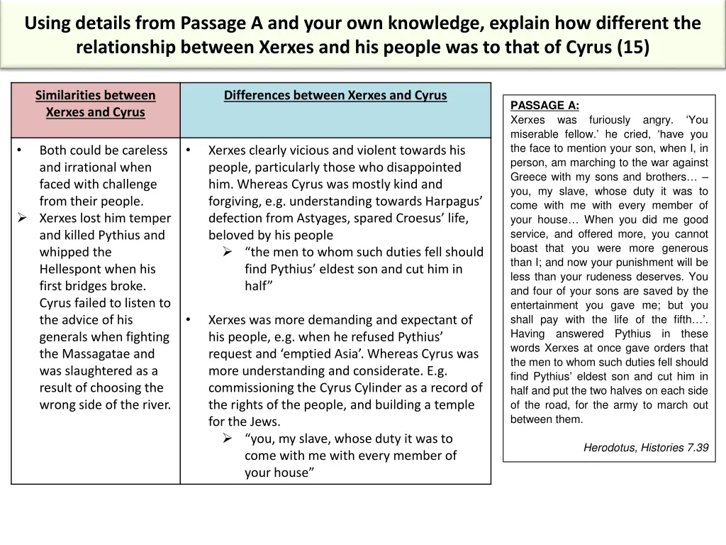 using details from passage a and your